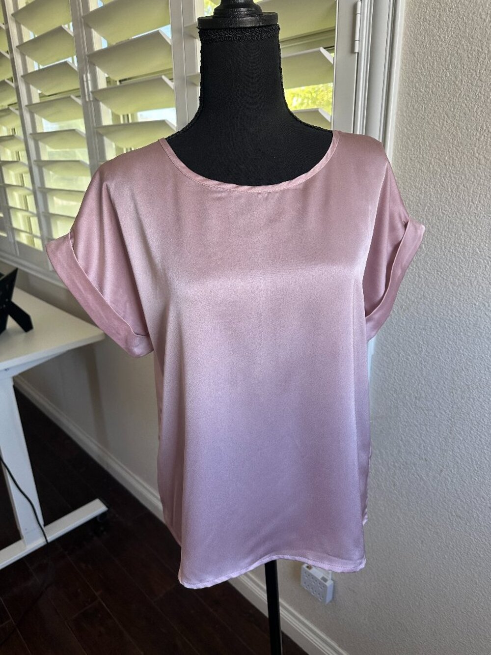 Pink Satin Cap Sleeve Blouse